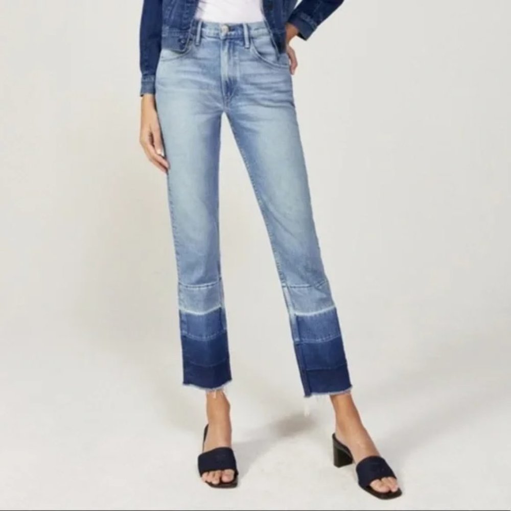 3x1 NYC Denim High Rise Ombre Raw Hem Cropped Straight Leg Jeans | Size XS